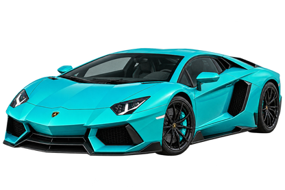 Turquoise Lamborghini Aventador transparent contour cut decal artwork