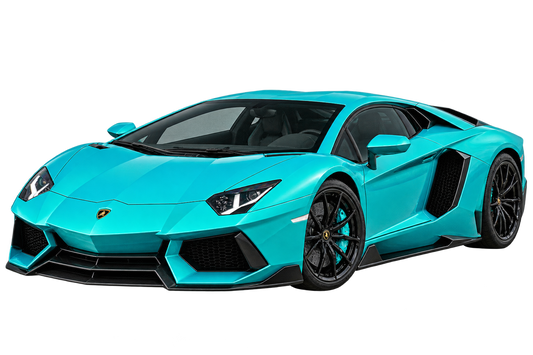 Turquoise Lamborghini Aventador transparent contour cut decal artwork