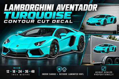 Turquoise Lamborghini Aventador decal product showcase