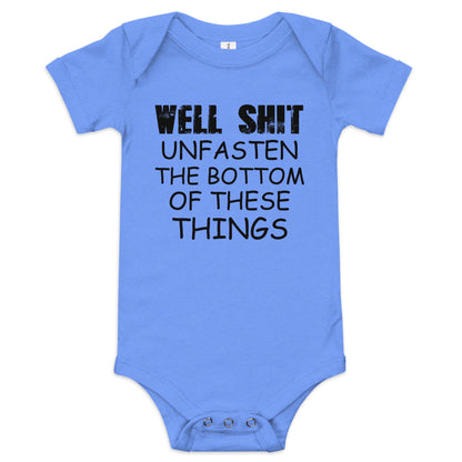 Unfasten the Bottom Baby short sleeve one piece