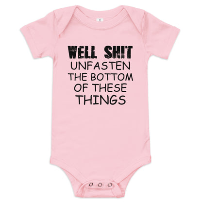 Unfasten the Bottom Baby short sleeve one piece