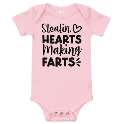 Stealing Hearts Making Farts Baby short sleeve one piece