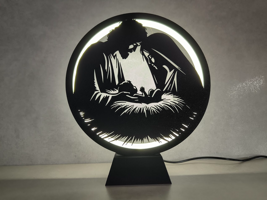 Circle of Light Baby Jesus Mary and Joseph Display