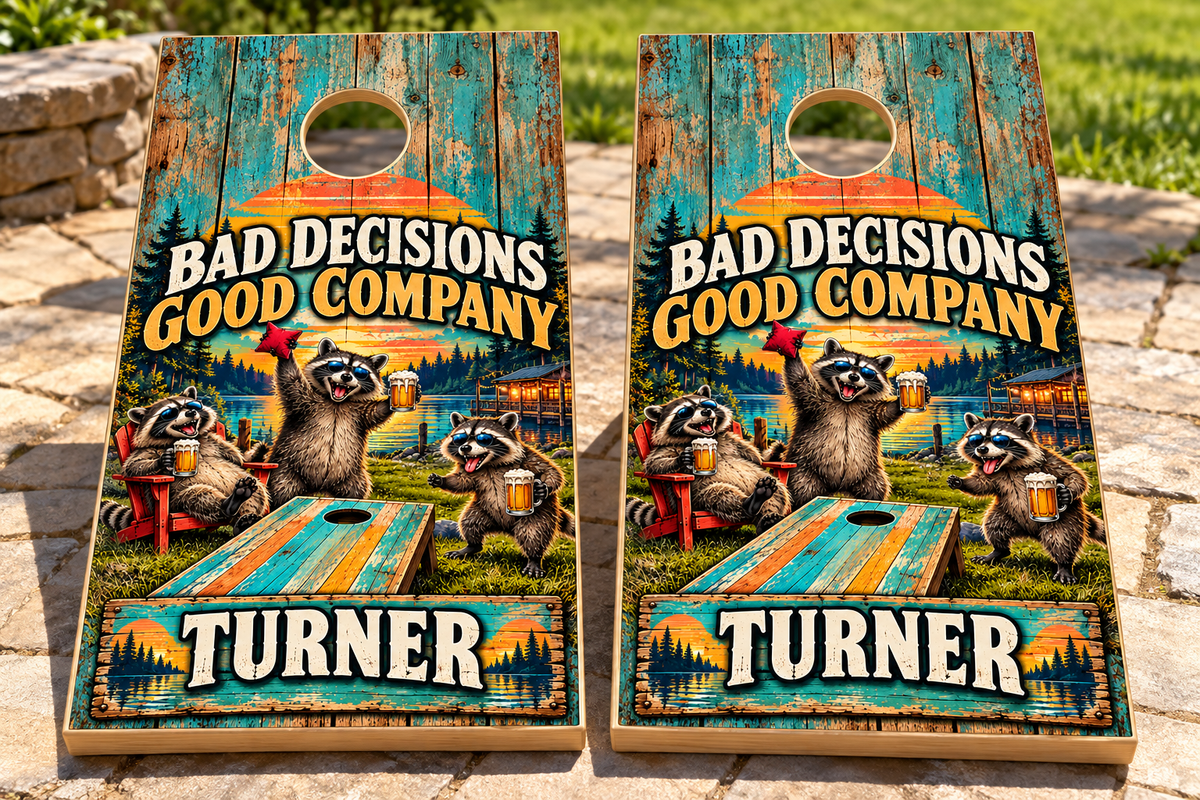 Bad Decisions Good Company — matching board mockup 1; boards not included