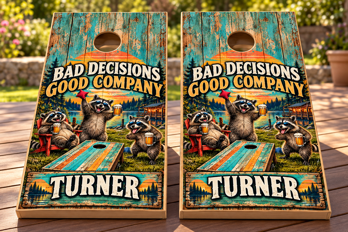 Bad Decisions Good Company — matching board mockup 2; boards not included