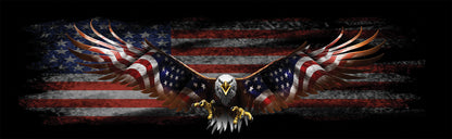American Bald Eagle Wings Spread Flying Distressed Flag Rear Window Decal