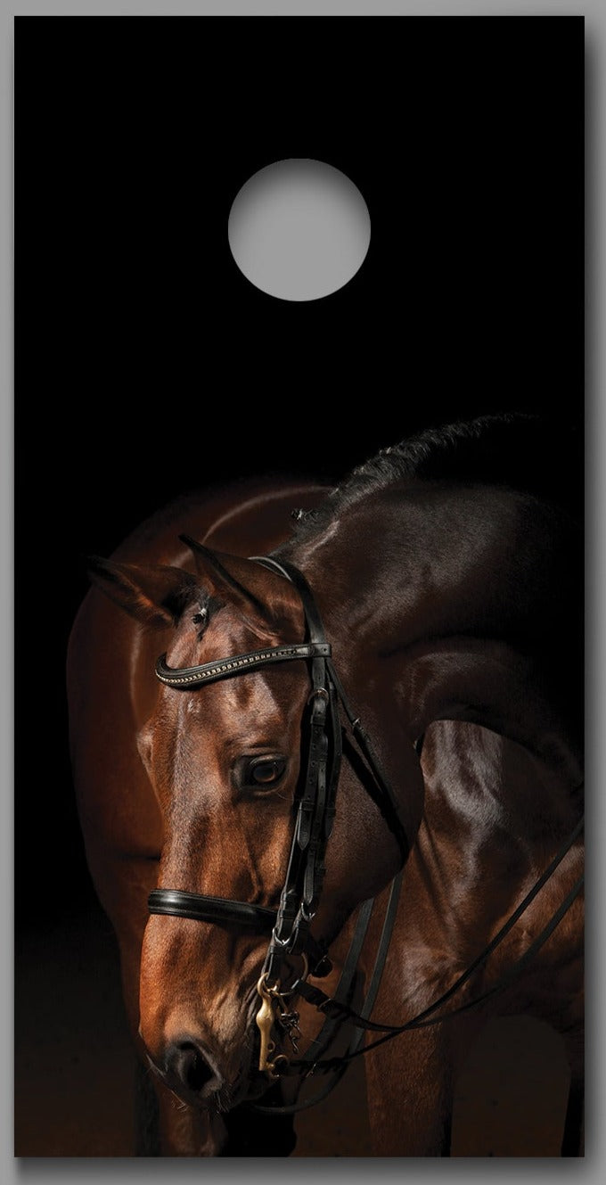 Bay Horse Black Design Corn Hole Board Decal Wrap
