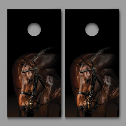 Bay Horse Black Design Corn Hole Board Decal Wrap