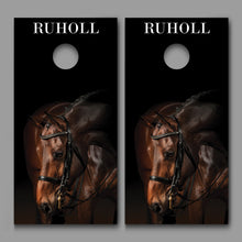 Bay Horse Black design Customized With Your Last Name Corn Hole Wrap