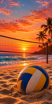 Beach Volleyball Sunset cornhole wrap artwork without a hole