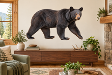 Woodland Black Bear Realistic Large Wall Decal room mockup, illustrative size