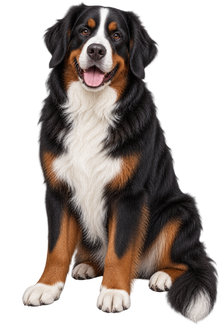 Bernese Mountain Dog realistic full body contour cut dog decal artwork