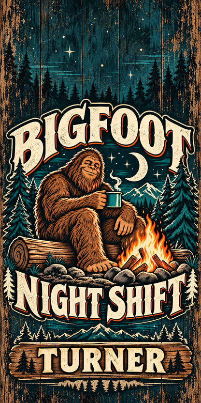 Bigfoot Night Shift personalized cornhole wraps - flat