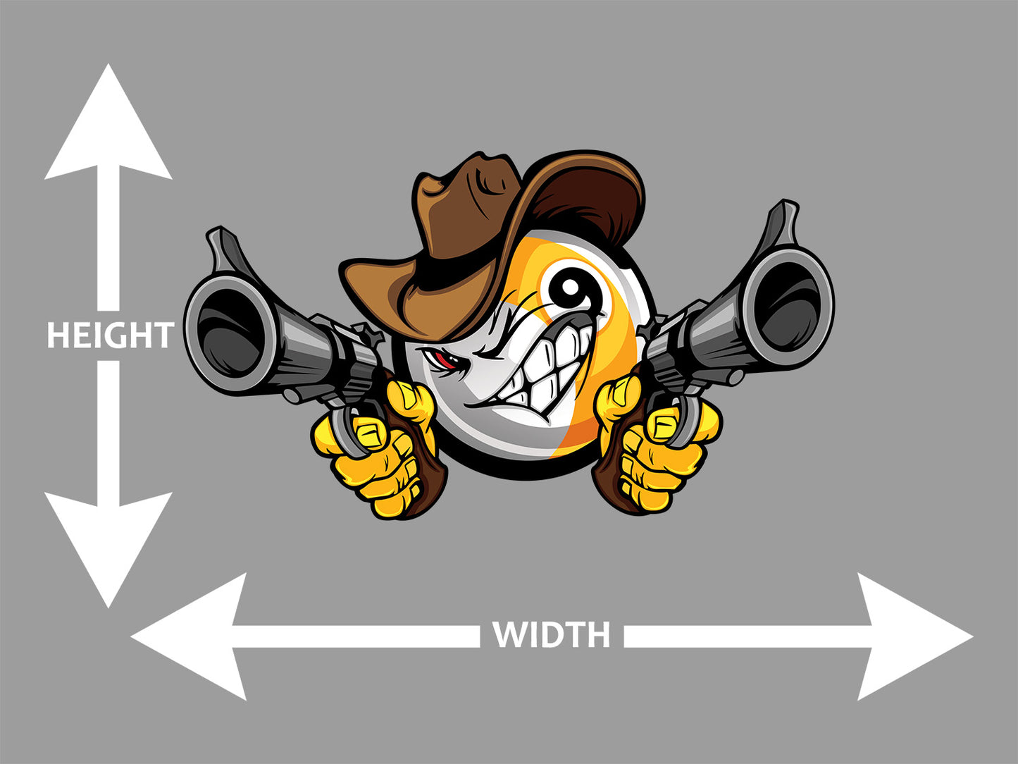 Billiards Pool Nine Ball Shootout Cartoon Cowboy Wall Art Decal