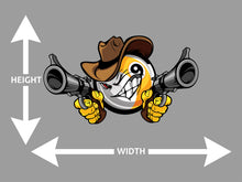 Billiards Pool Nine Ball Shootout Cartoon Cowboy Wall Art Decal