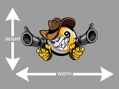 Billiards Pool Nine Ball Shootout Cartoon Cowboy Wall Art Decal