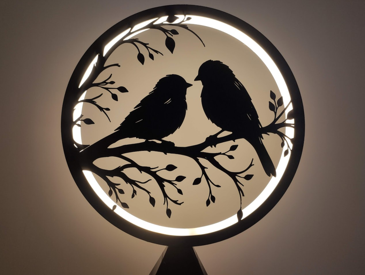 Circle of Light Two Birds on a Branch Display