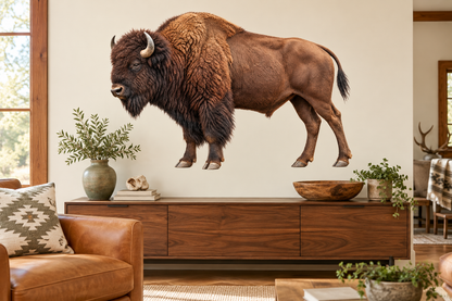 bison wildlife wall decal room mockup, illustrative size