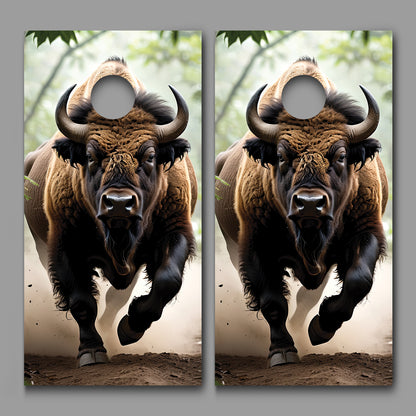 Bison Buffalo Charging Corn Hole board decal wrap-150711