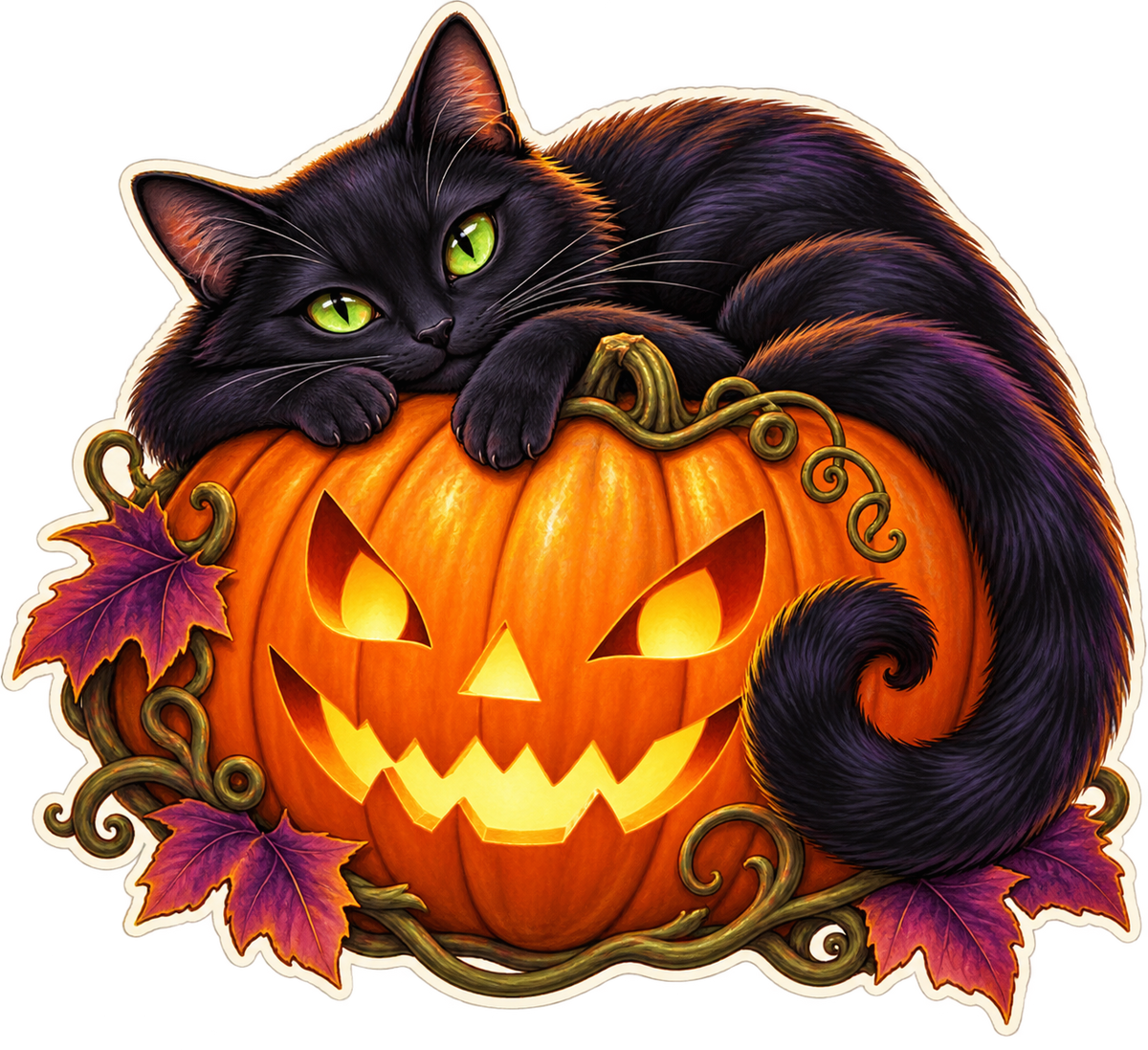 Black Cat Pumpkin Perch standalone