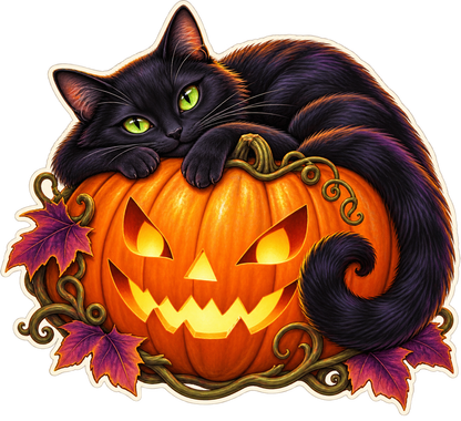 Black Cat Pumpkin Perch standalone