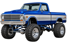 Blue and silver classic lifted pickup isolated transparent decal artwork