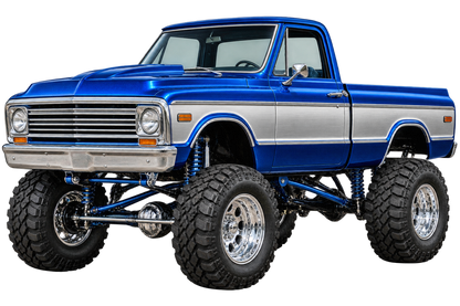 Blue and silver classic lifted pickup isolated transparent decal artwork