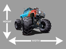Blue and Red Cartoon Monster Truck Wall Art Decal