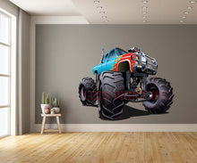 Blue and Red Cartoon Monster Truck Wall Art Decal