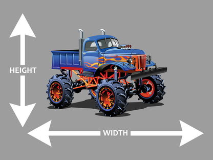 Blue Cartoon Monster Truck Wall Art Decal