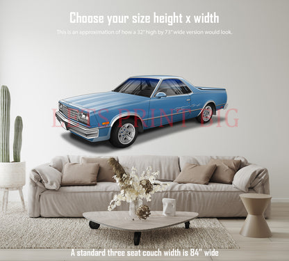 Blue Chevy El Camino Cartoon Car Straight Art Wall Decal