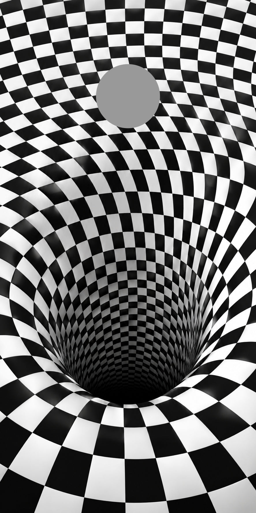 Bottomless Checkerboard Vortex cornhole wrap preview with regulation hole position