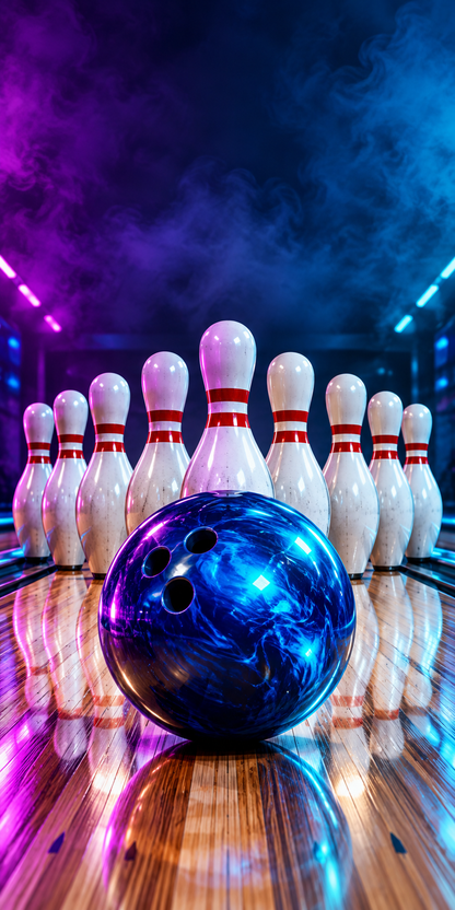 Bowling Strike Night cornhole wrap artwork without a hole