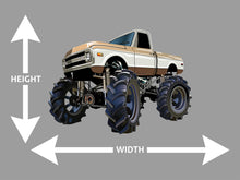Brown and White Cartoon Monster Truck Wall Art Decal
