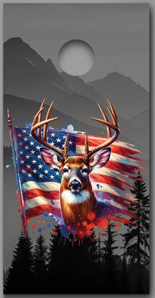 Buck Deer American Flag Mountains Trees Corn hole Decal Wraps