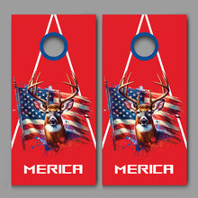Buck Deer American Flag Merica Red White Blue Corn hole Decal Wraps