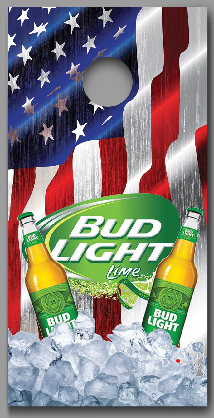 Bud Light Lime American Flag Design Cornhole Board Decal Wraps