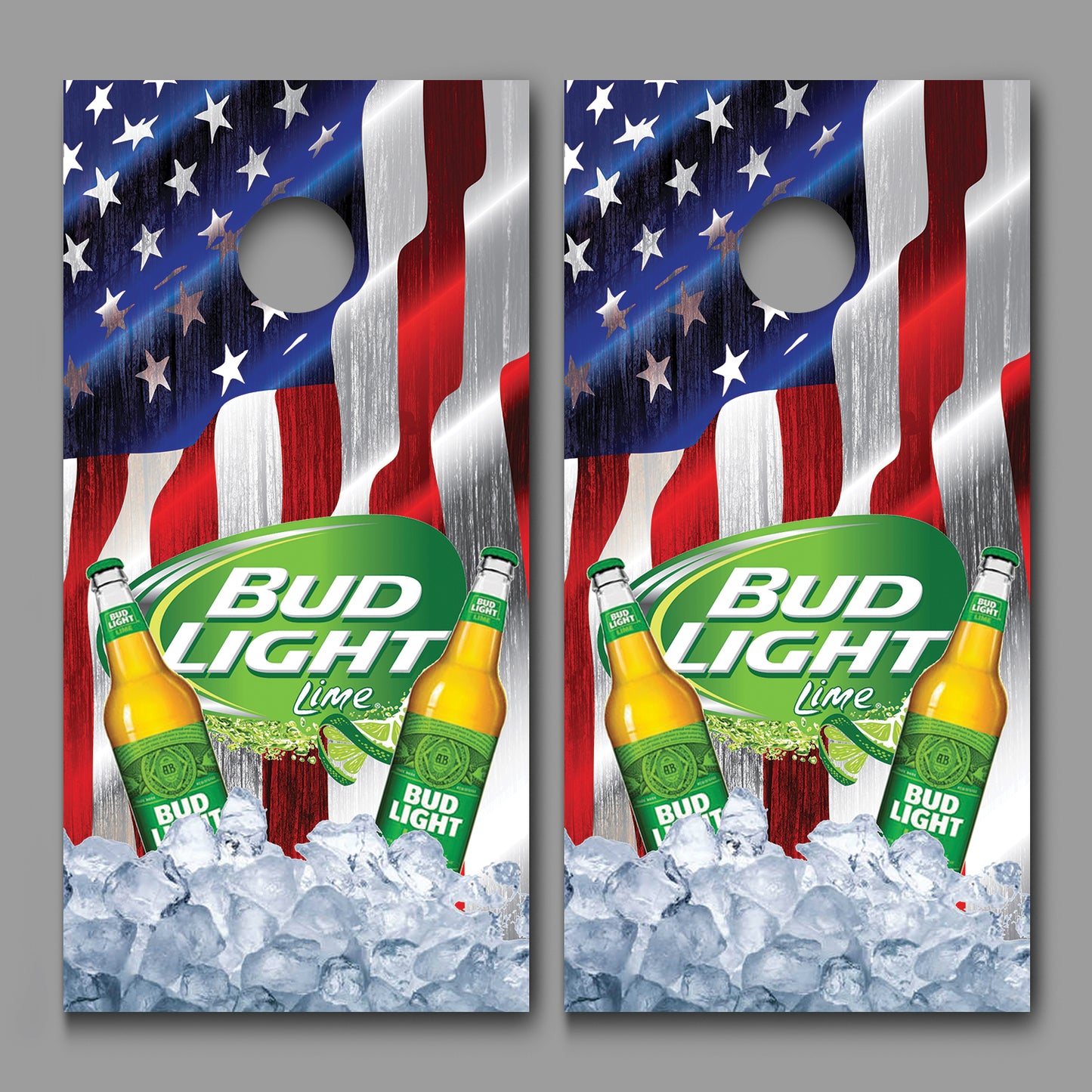 Bud Light Lime American Flag Design Cornhole Board Decal Wraps