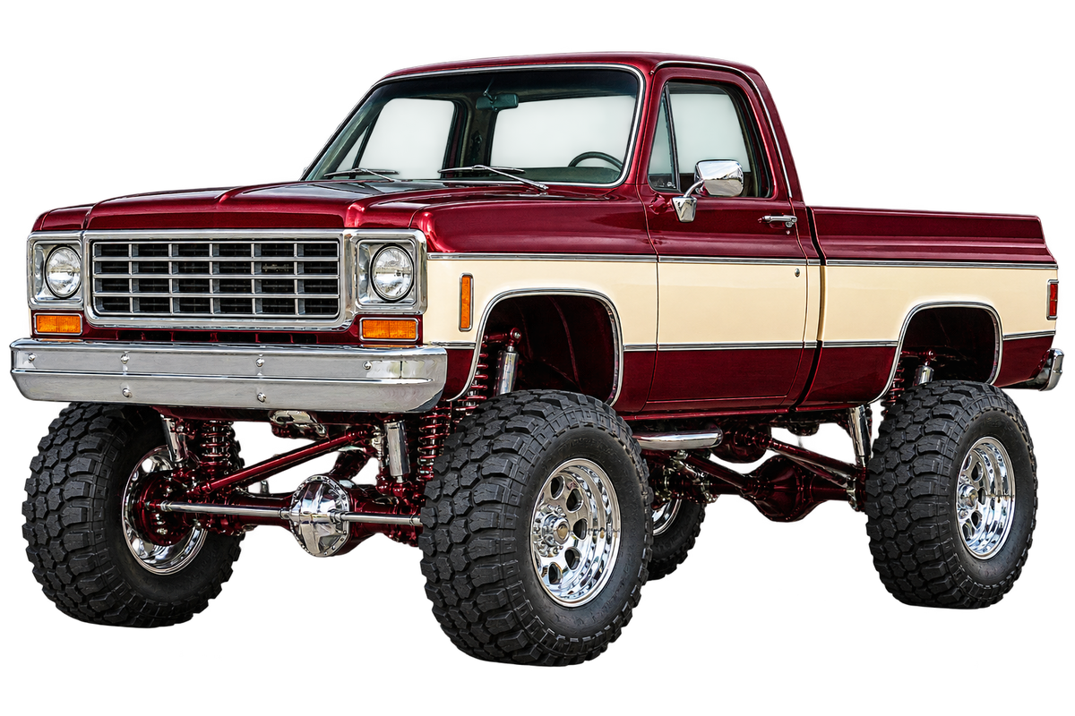 Burgundy & Cream Classic Lifted Truck Contour Cut Decal – Indoor or Outdoor transparent artwork