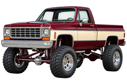 Burgundy & Cream Classic Lifted Truck Contour Cut Decal – Indoor or Outdoor transparent artwork