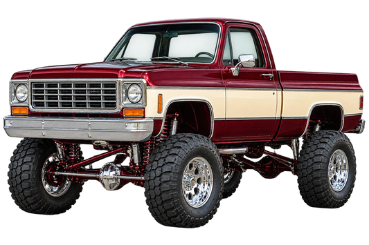 Burgundy & Cream Classic Lifted Truck Contour Cut Decal – Indoor or Outdoor transparent artwork