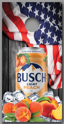 Busch Light Peach Vintage Flag Wood Design C Corn Hole Board Decal Wrap