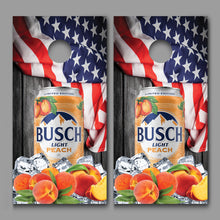 Busch Light Peach Vintage Flag Wood Design C Corn Hole Board Decal Wrap