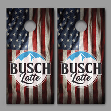 Busch Latte Waving American Flag Corn Hole Board Decal Wrap