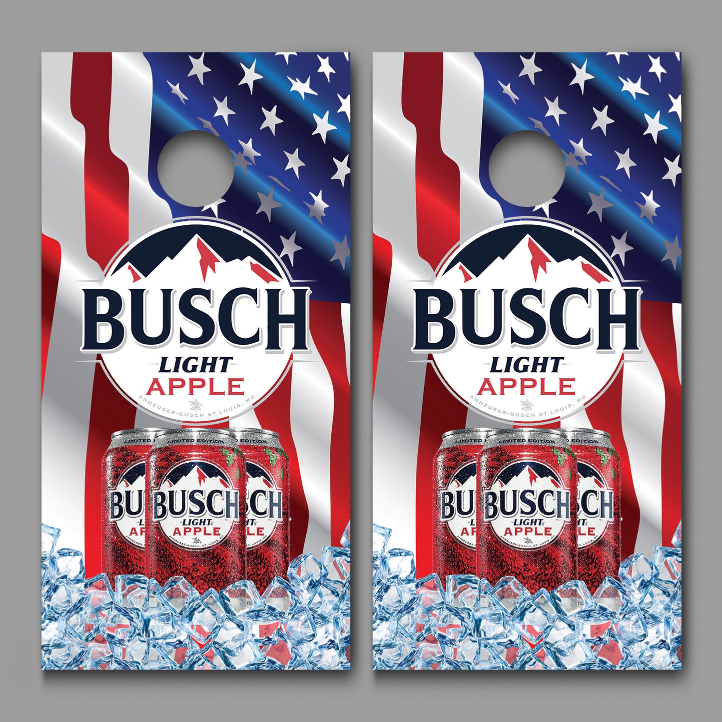 Busch Light Cornhole Apple Corn Hole Board Decal Wrap set