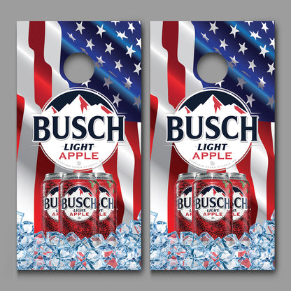Busch Light Cornhole Apple Corn Hole Board Decal Wrap set