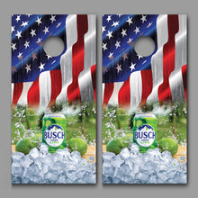 Busch Light Lime American Flag Design Cornhole Board Decal Wraps