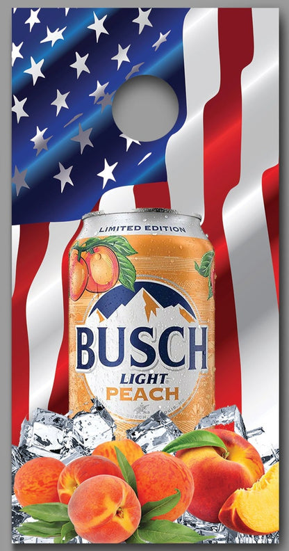 Busch Light Peach Design B Corn Hole Board Decal Wrap