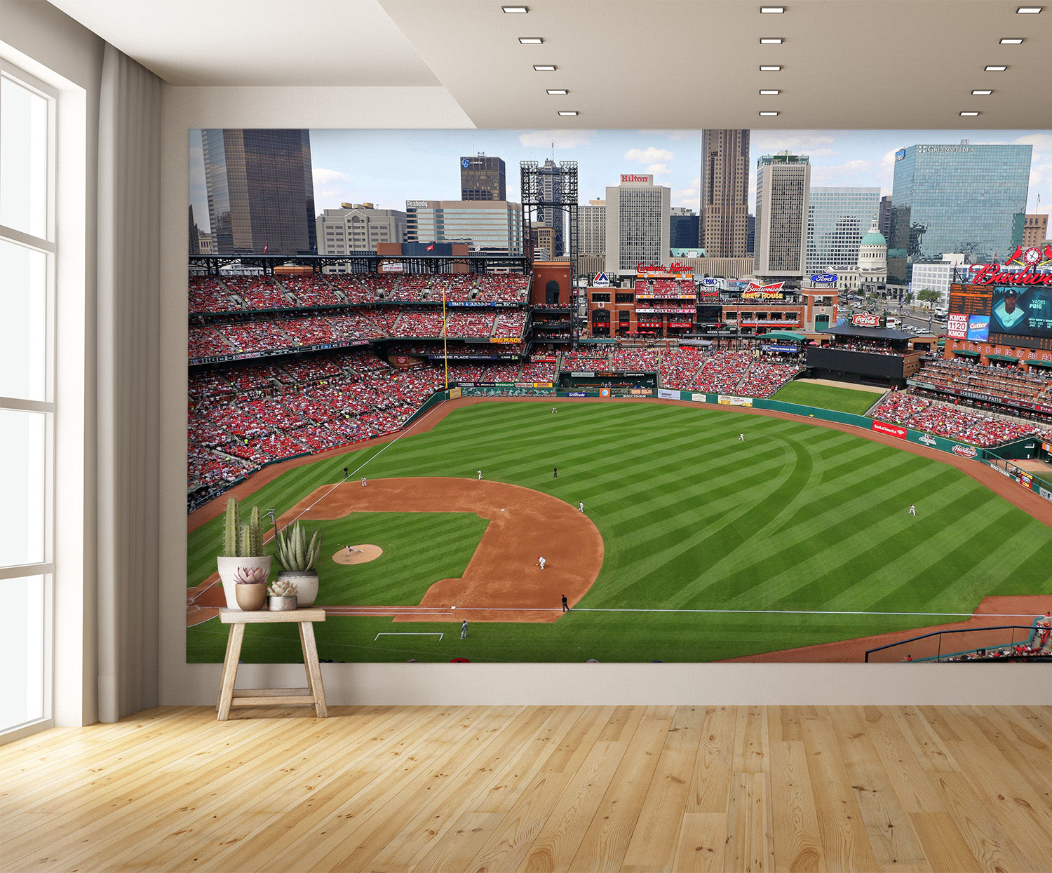 Busch Stadium Cardinals During Game Baseball Diamond Field Custom Designed Wallpaper