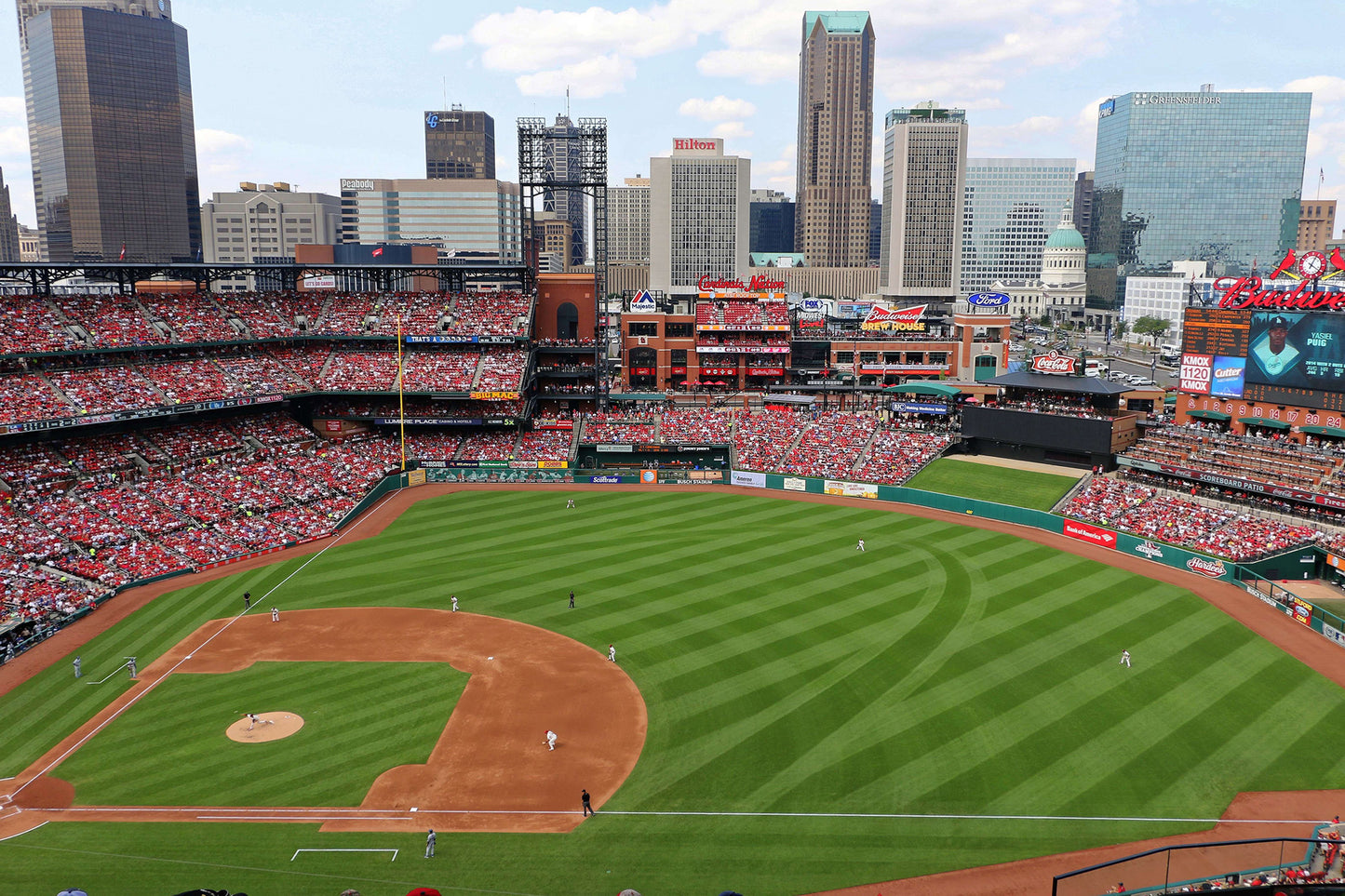 Busch Stadium Cardinals During Game Baseball Diamond Field Custom Designed Wallpaper
